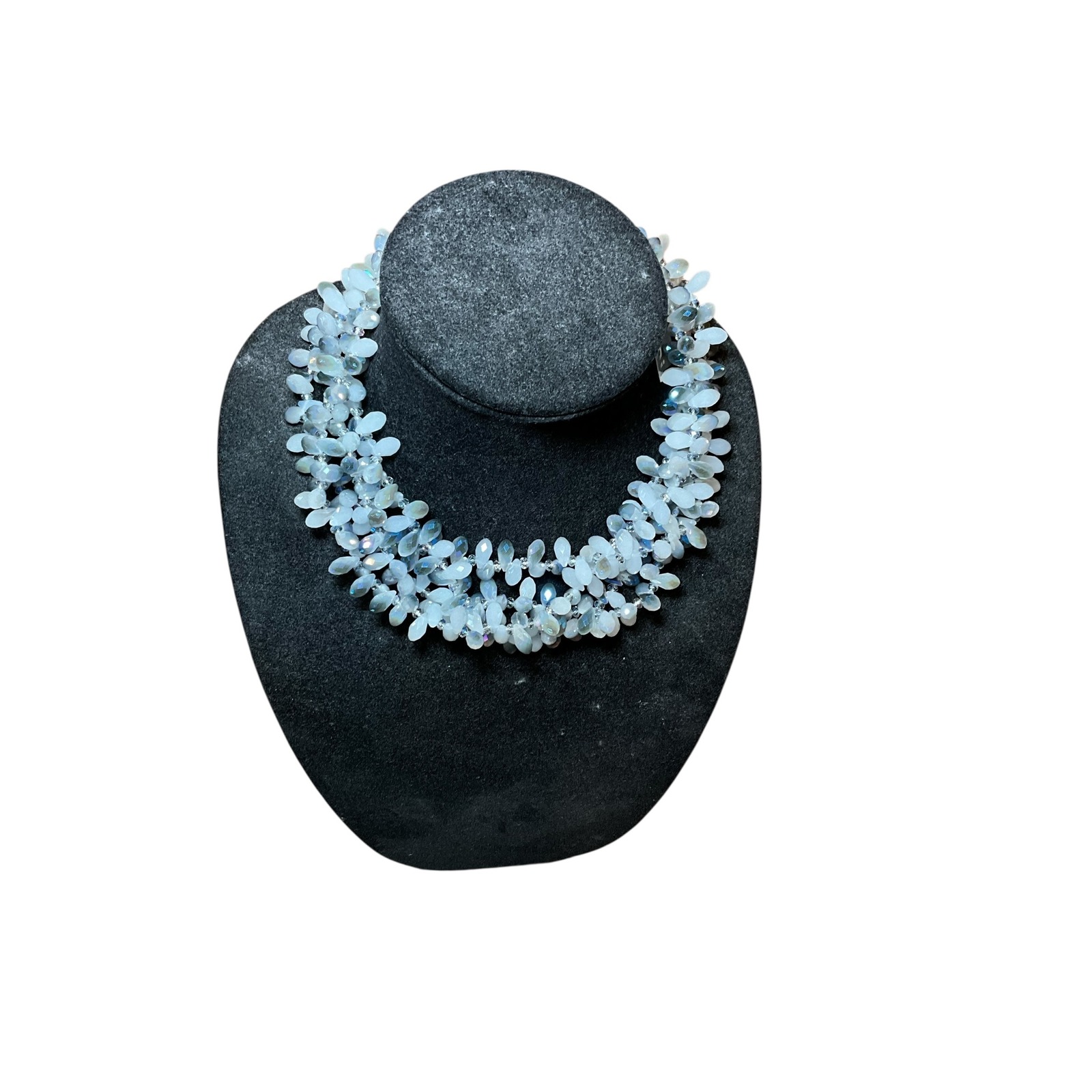 Nanni Jewellery Iridescent Moonstone Glass Bead Multi Strand Statement Necklace